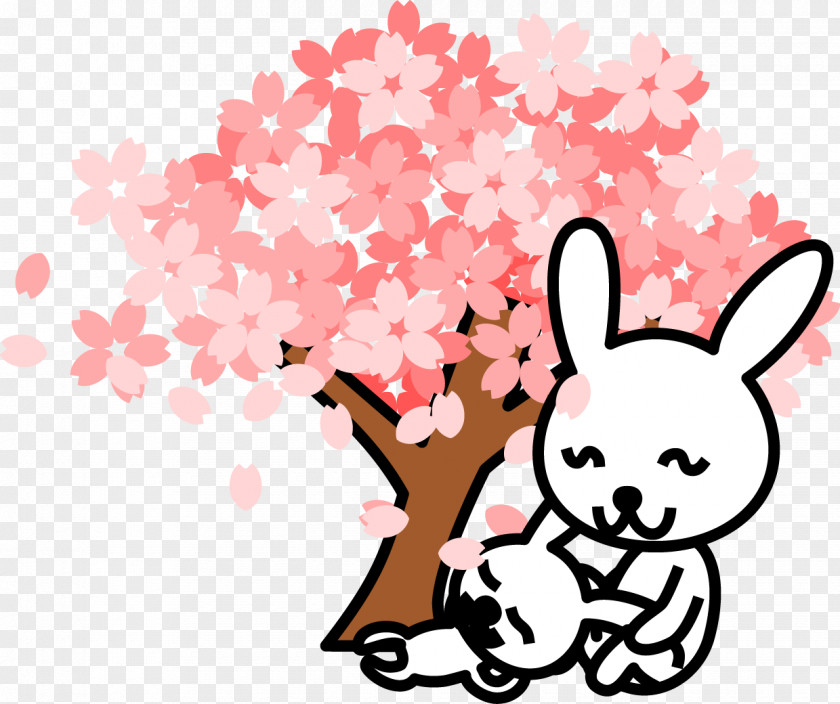 Cherry Trees Rabbit Vector Blossom Clip Art PNG