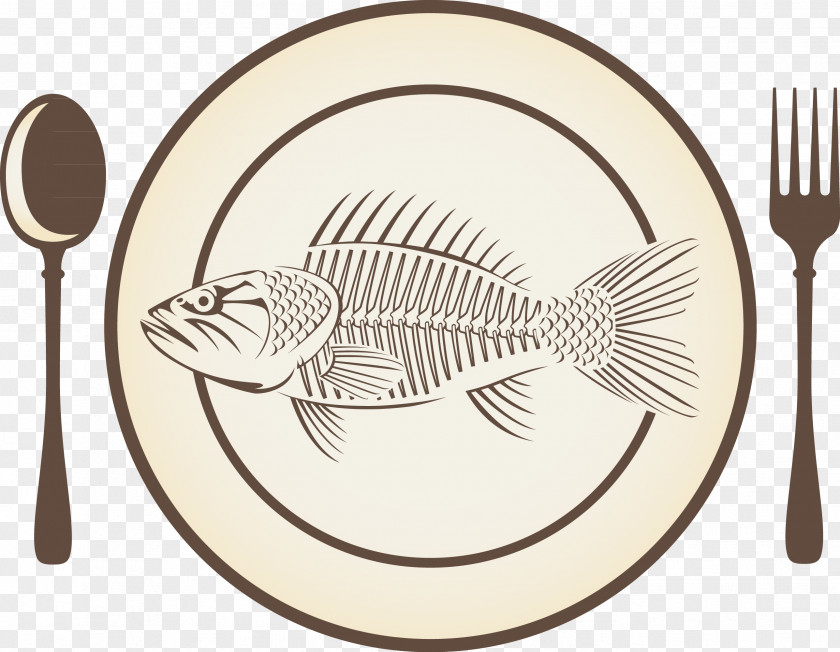 Plate Fork Spoon Fish Element Euclidean Vector PNG