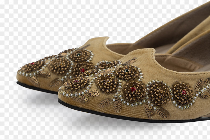 Gold Petals High-heeled Shoe Wedge Zardozi Slip-on PNG