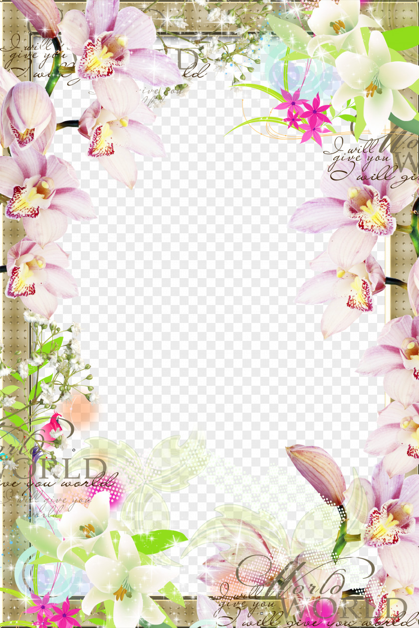 Spring Flower Border Picture Frame Clip Art PNG