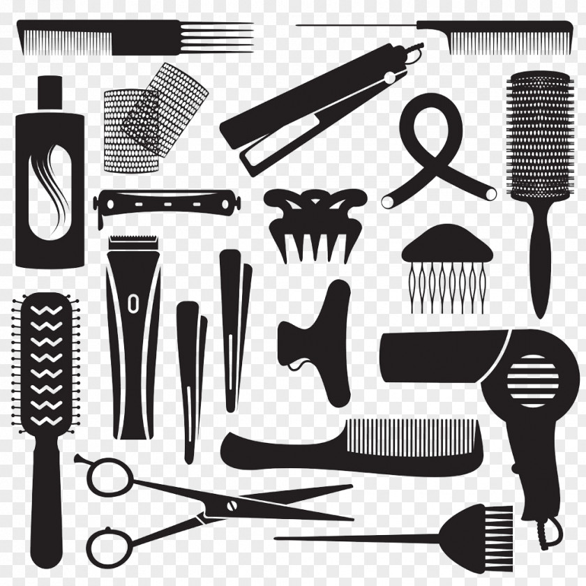 Silhouette Hair Tools Barbershop Hairdresser Canvas Hairstyle Pattern PNG