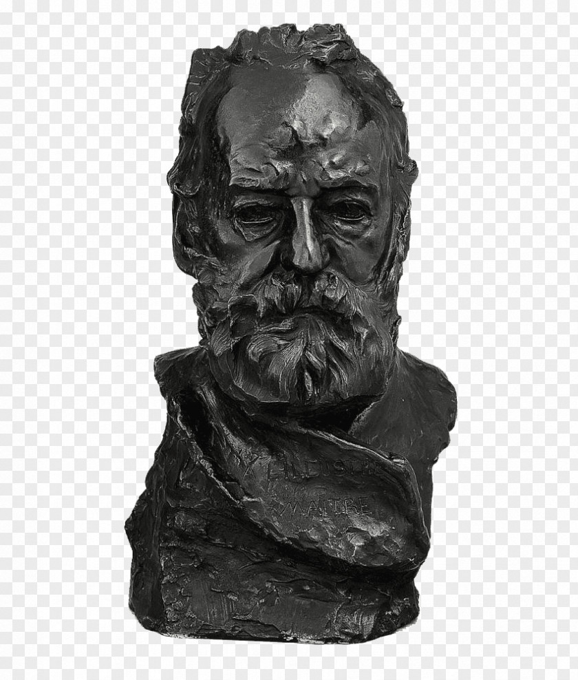 Victer Auguste Rodin, 1840-1917 Bust Of Victor Hugo Sculpture PNG