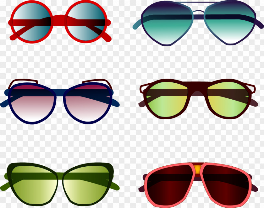 Vector Hand Colored Glasses Sunglasses Adobe Illustrator PNG