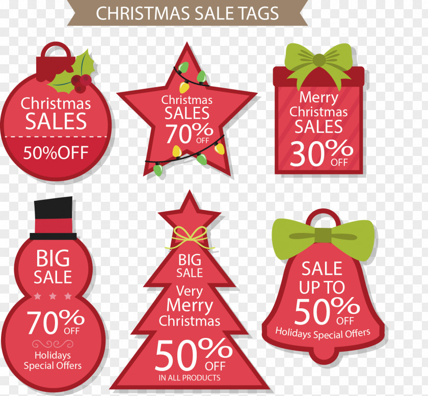 Vector Hand-painted Christmas Tags PNG