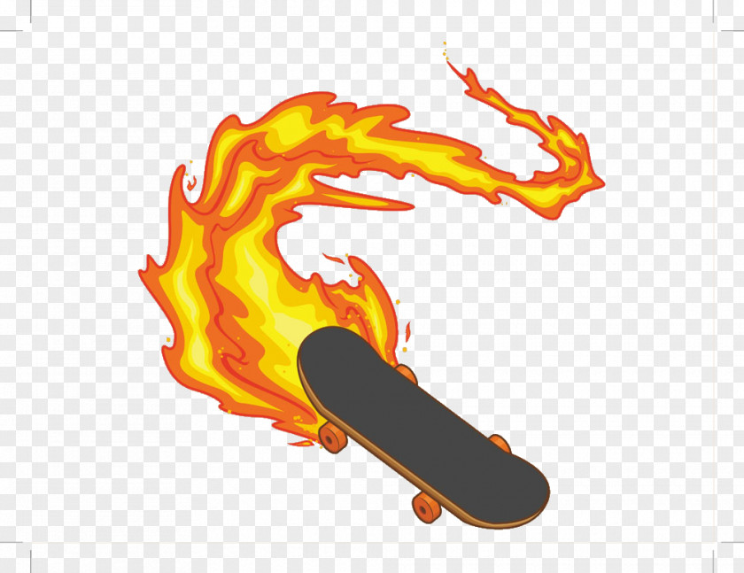 Fire With Skateboard Vector Flame PNG