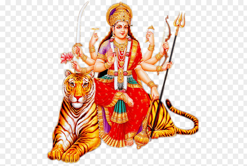 Goddess Durga Maa Tiger PNG Tiger, Hindu goddess illustration clipart PNG