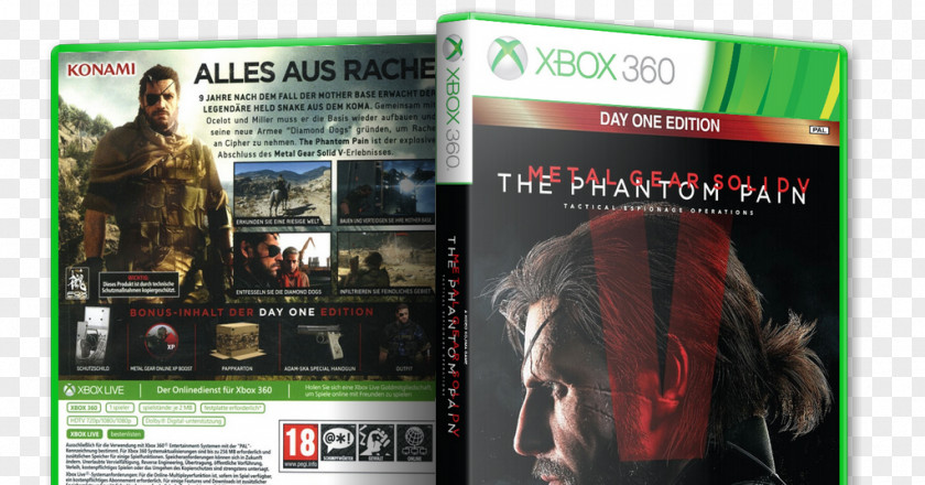 Metal Gear Solid 5 Xbox 360 V: The Phantom Pain Video Game One Konami PNG