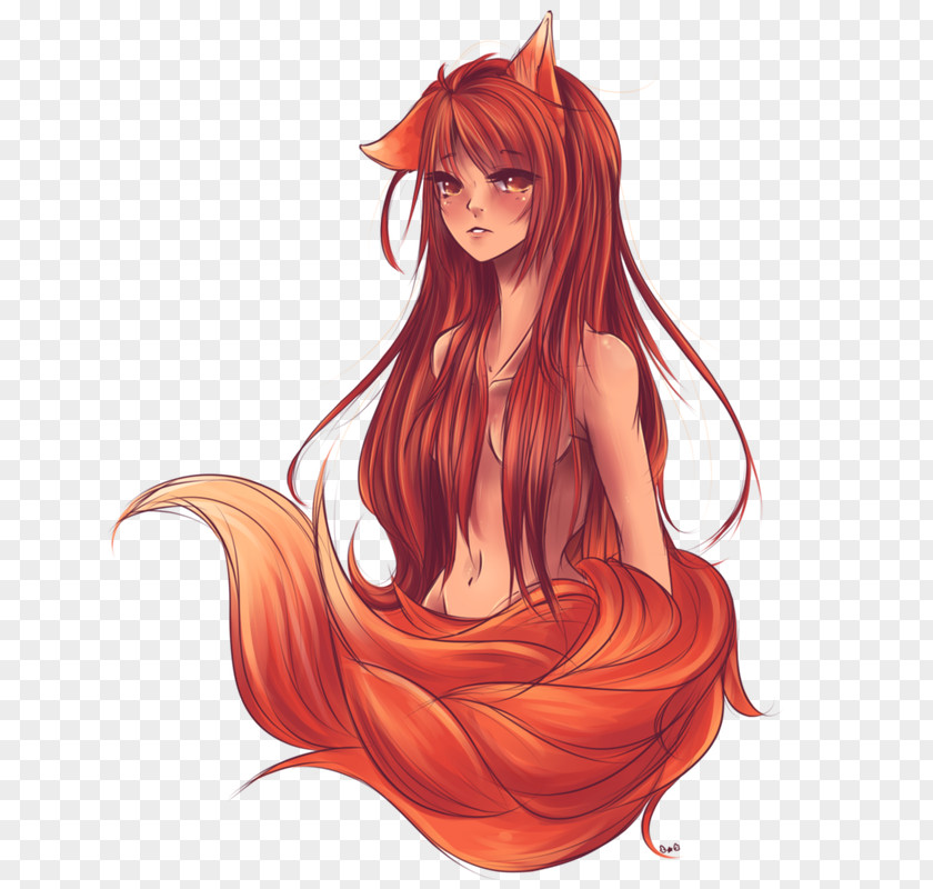 Spice And Wolf Gray Red Hair Female PNG