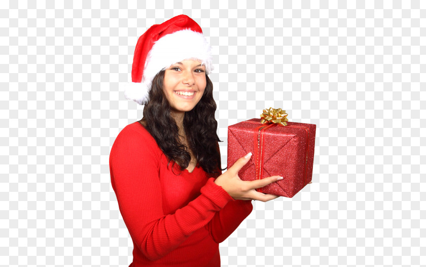 Wearing Santa Claus Gift Christmas Woman PNG