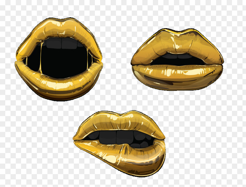 Black Gold Lips Mouth Lip Euclidean Vector Icon PNG