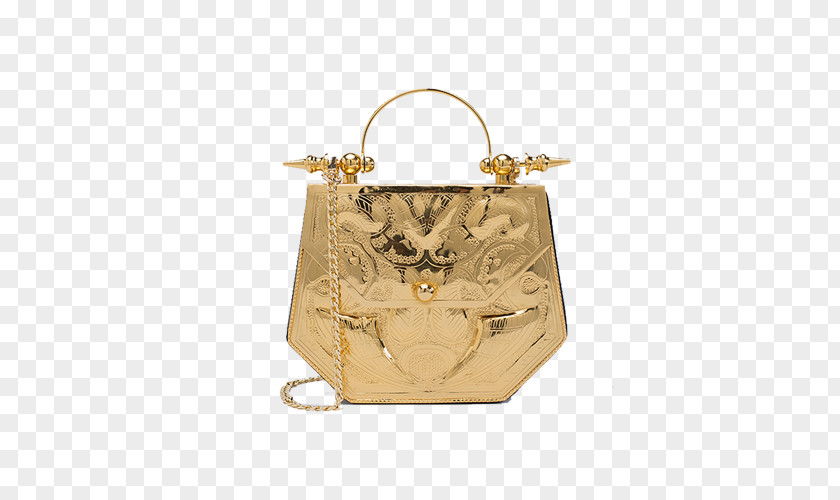 Gold Hexagon Handbag Okhtein Flagship Store Minaudière Designer PNG