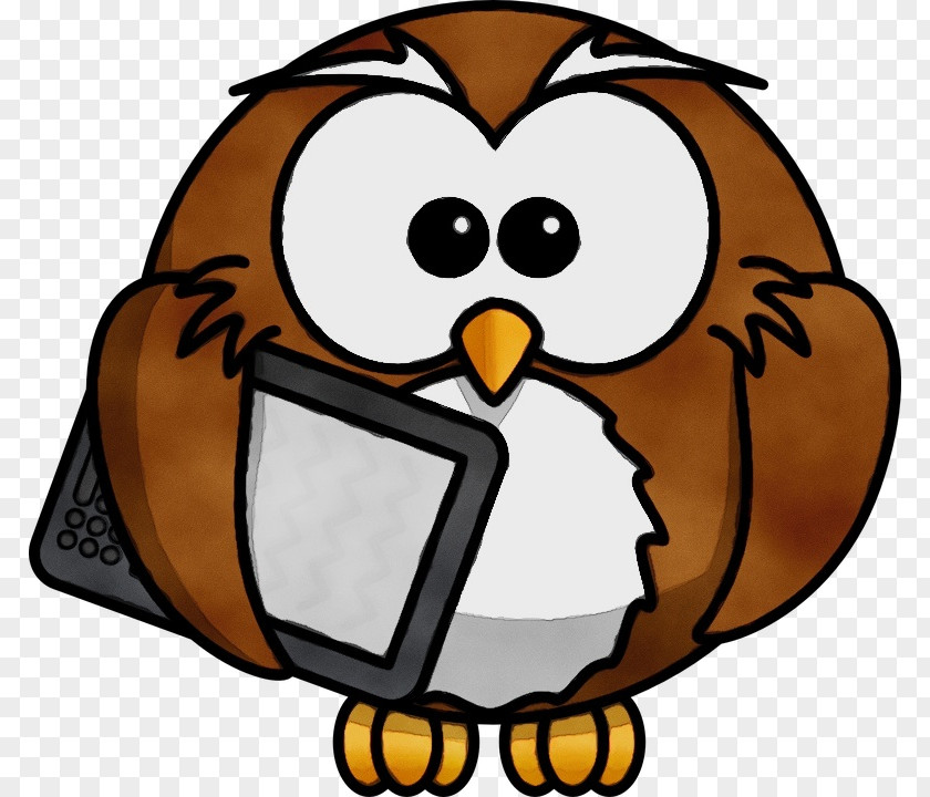 Owl Flightless Bird Watercolor Cartoon PNG
