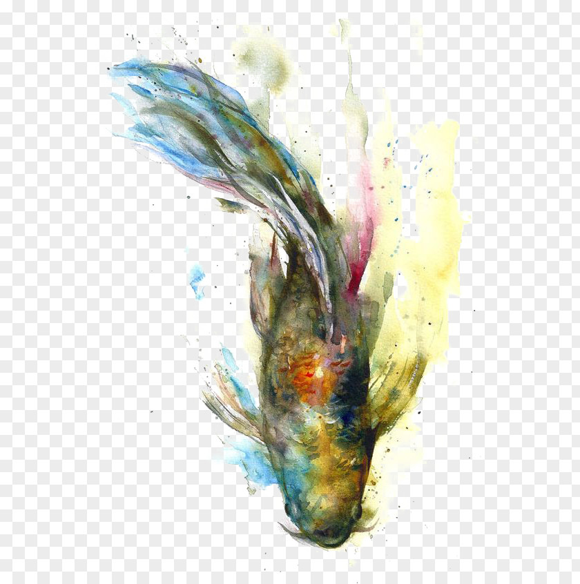 Watercolor Fish Koi Painting Goldfish PNG