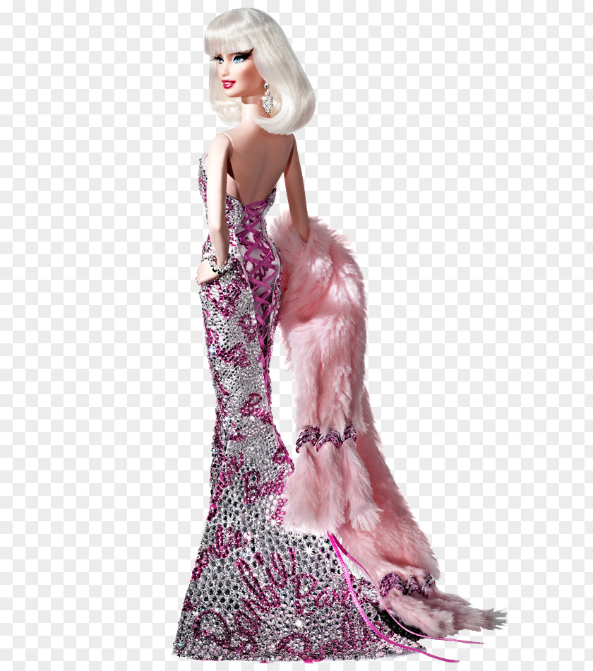 Kind Of Mulberry Barbie Fashion Doll Evening Gown PNG