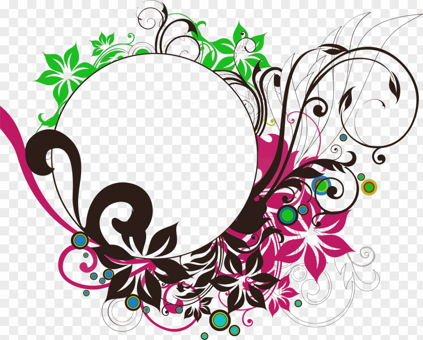 Floral Round Frame Photo Picture Clip Art PNG