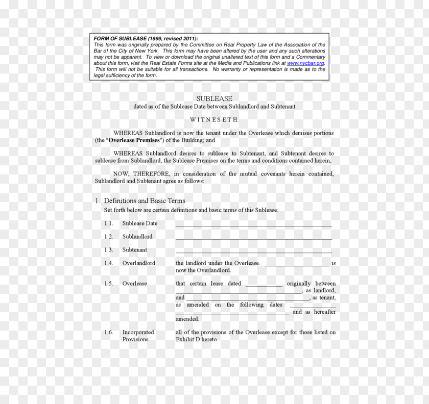 Lease New York City Rental Agreement Document Contract Form PNG