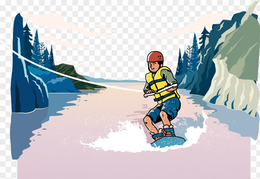 Vector River Surfing Euclidean Wakeboarding PNG