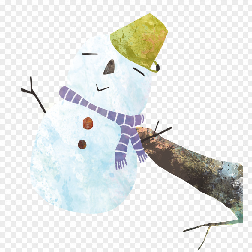 Snowman Wearing Scarf Winter PNG
