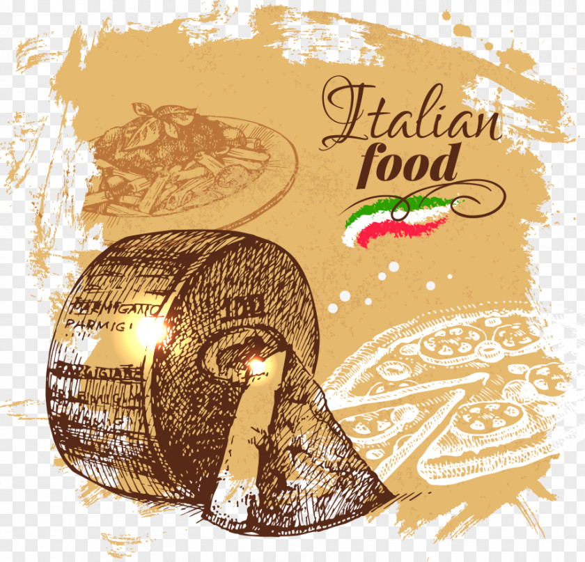 Vector Painted Cheese Italian Cuisine Pizza Drawing Menu PNG