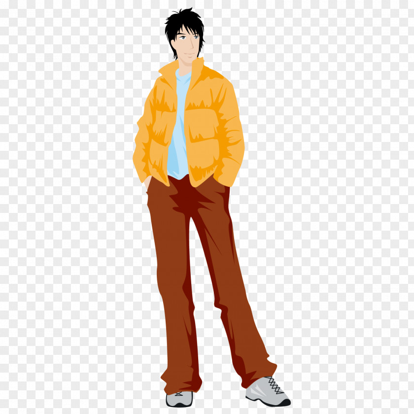 Wearing A Jacket Of Handsome Guy Man Illustration PNG