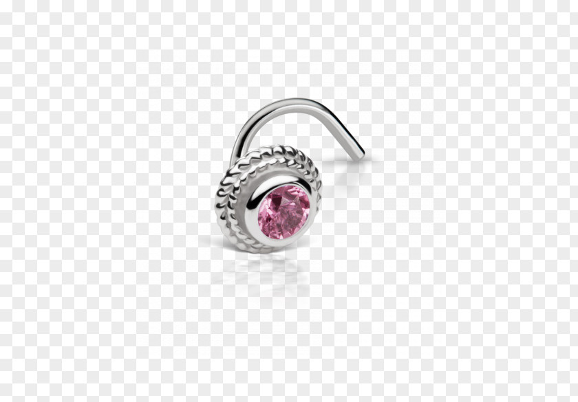 Thin And Small Ring Gemstone Nose Piercing Body Jewellery Silver PNG