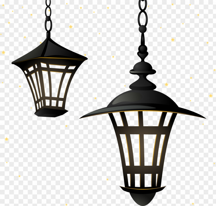 Vector Retro Street Light Lighting Chandelier Lamp PNG
