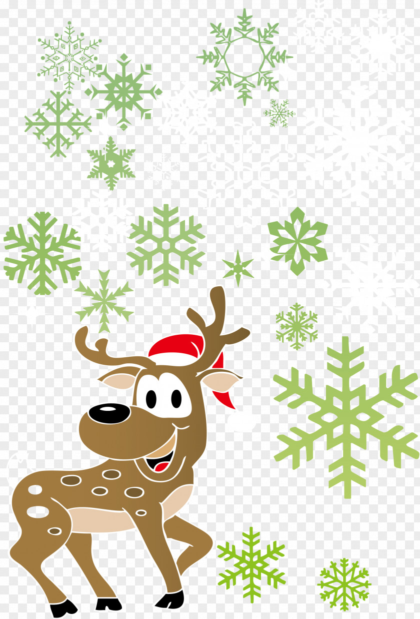 Green Snowflake Elk Reindeer Christmas Ornament PNG