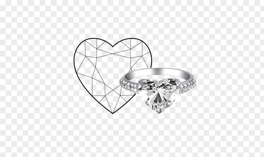 Hand-painted Love Ring Diamond Cut Heart Clarity Carat PNG