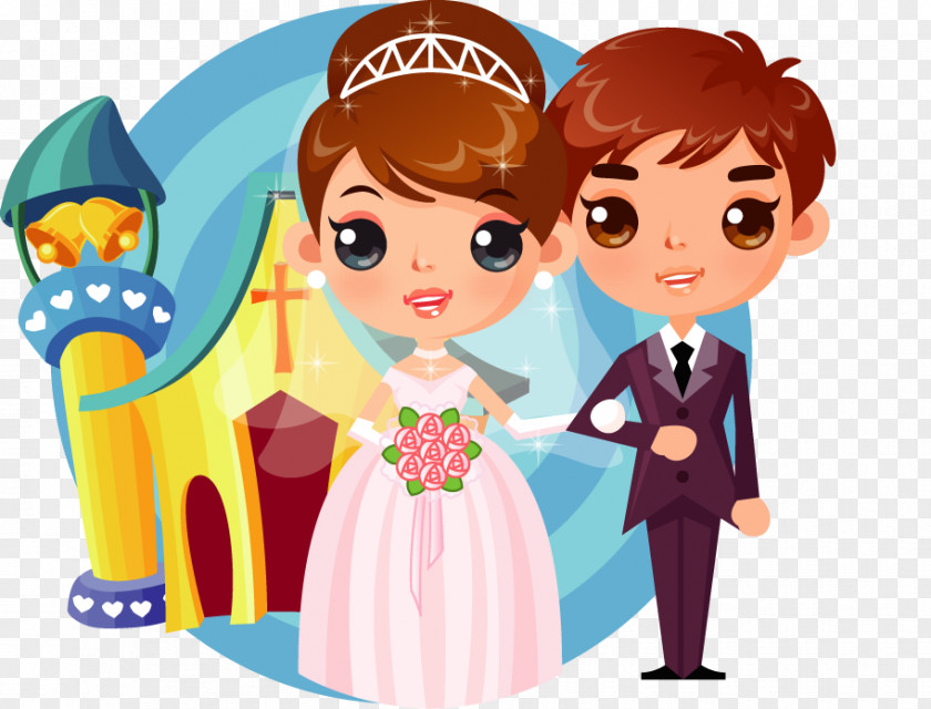 Married Blue Circular Background Castle Wedding Invitation Bridegroom PNG