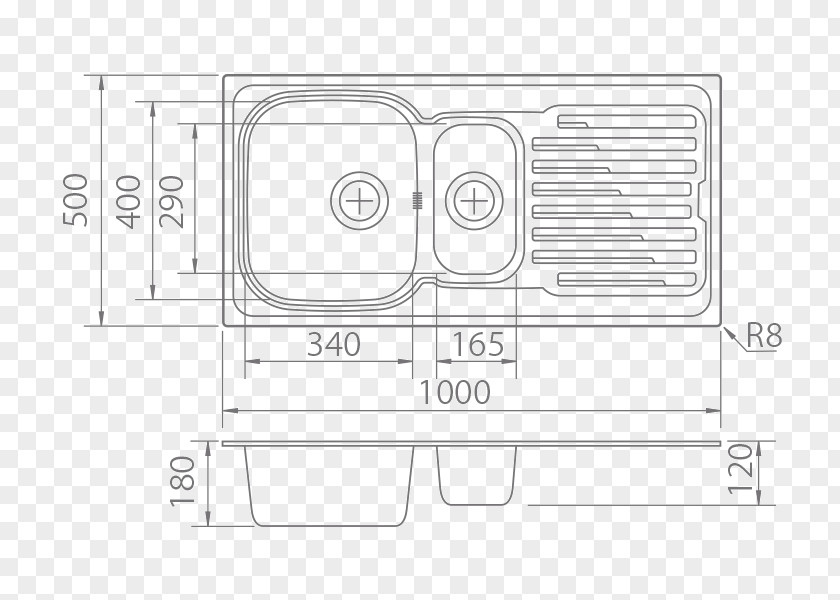 Flat Design Technical Drawing Kitchen Sink Line Art PNG