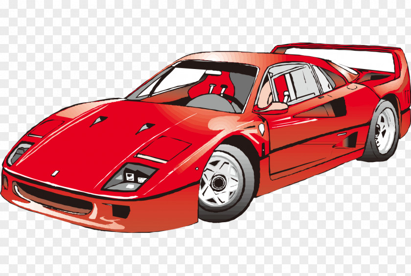 Cartoon Painted Red Sports Car Fashion Ferrari Clip Art PNG