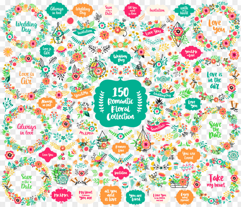 Vector 150 Flower Collection Euclidean Pattern PNG