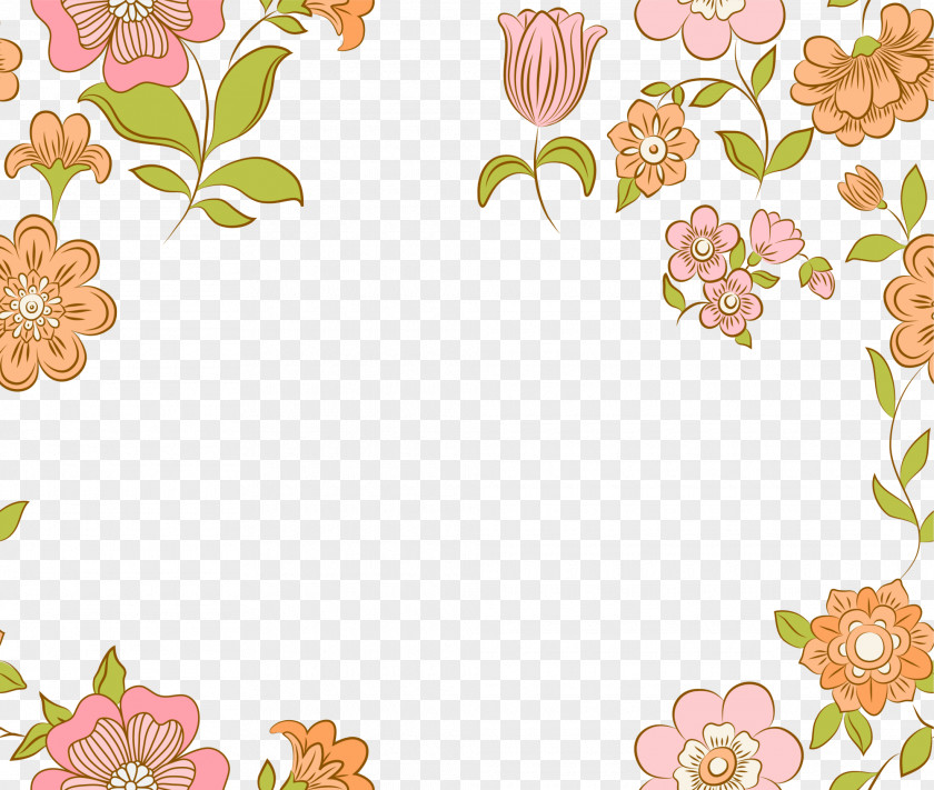 Pink Flower Frame Floral Design The Green Dress PNG