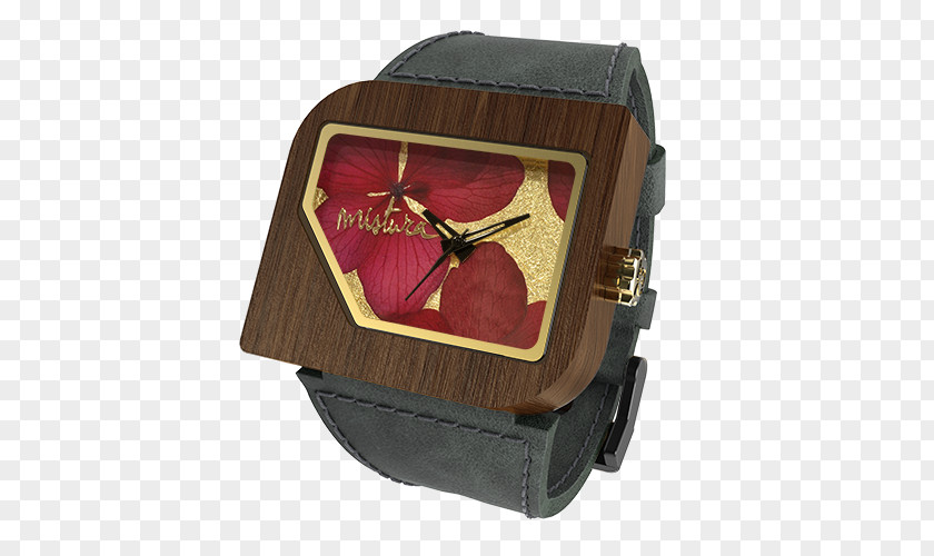 Flower Rattan Title Box Watch Wood Leather Clothing Strap PNG