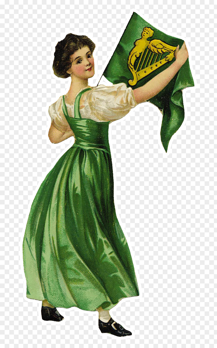 Woman Holding A Flag Saint Patrick's Day Irish Cuisine Holiday Clip Art PNG