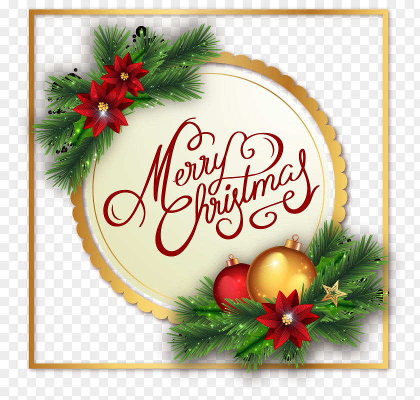 Romantic Gold Frame Christmas Card Ornament Tree Greeting PNG