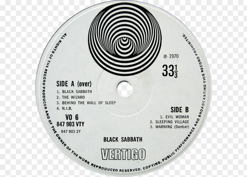 Text Labels Black Sabbath Vertigo Records Paranoid Compact Disc Phonograph Record PNG