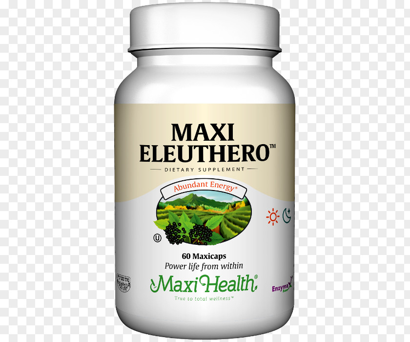 Siberian Ginseng Capsules Maxi Health Max Energee Royal Jelly Herb Flavor PNG