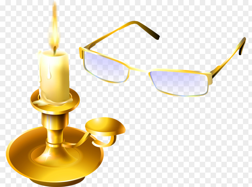 Yellow Simple Glasses Candle Decoration Pattern Light Clip Art PNG