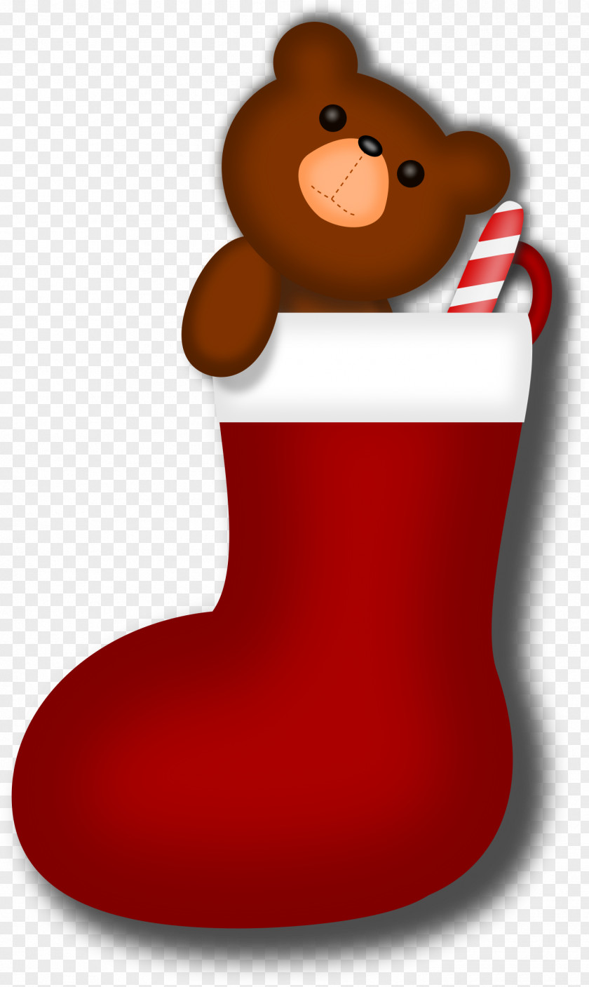 Teddy Candy Cane Christmas Stockings Clip Art PNG