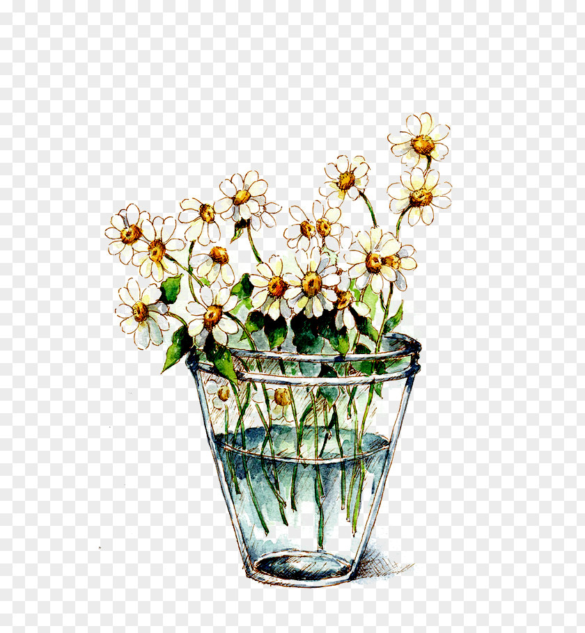 Hand-painted Glass Flowers Download Illustration PNG