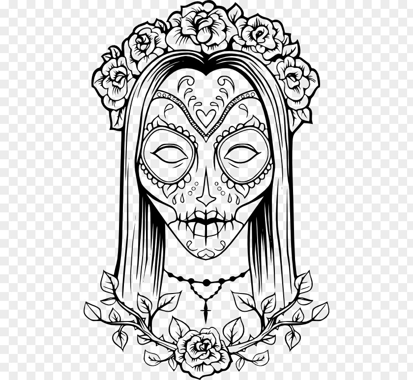 Skull Calavera Coloring Book Day Of The Dead Adult PNG