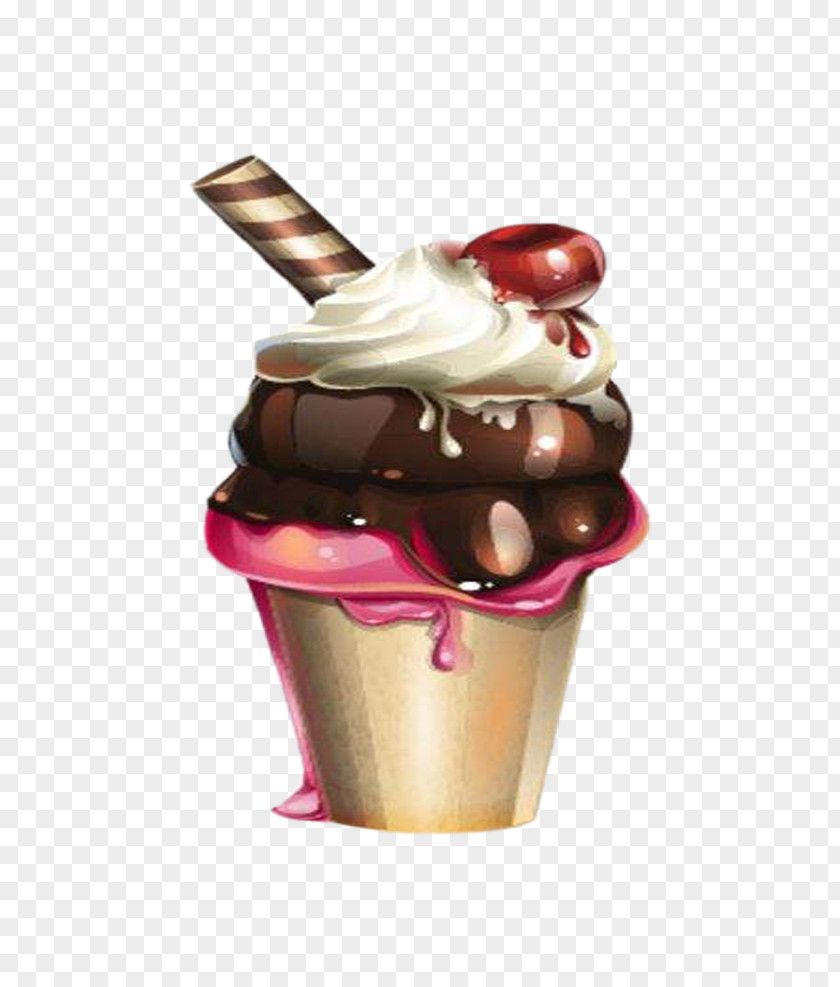 Chocolate Ice Cream Cake Sundae PNG