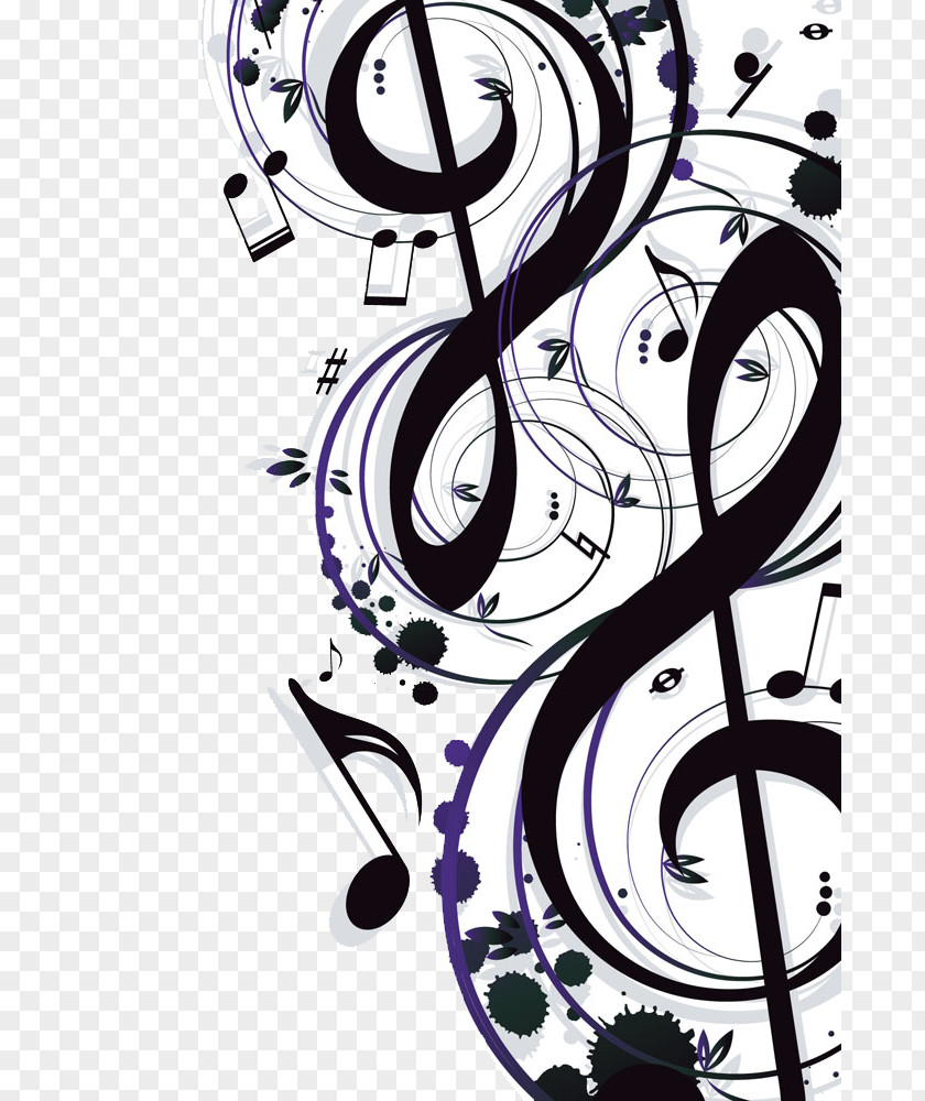 European Simple Notes Pattern Musical Note Illustration PNG