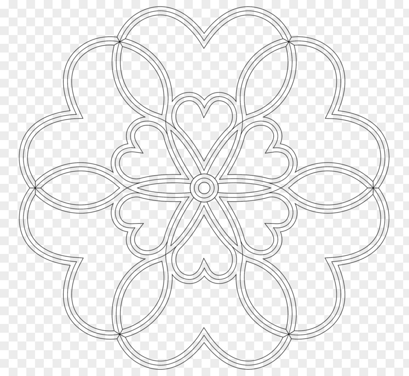 Flower Mandala White Symmetry Line PNG