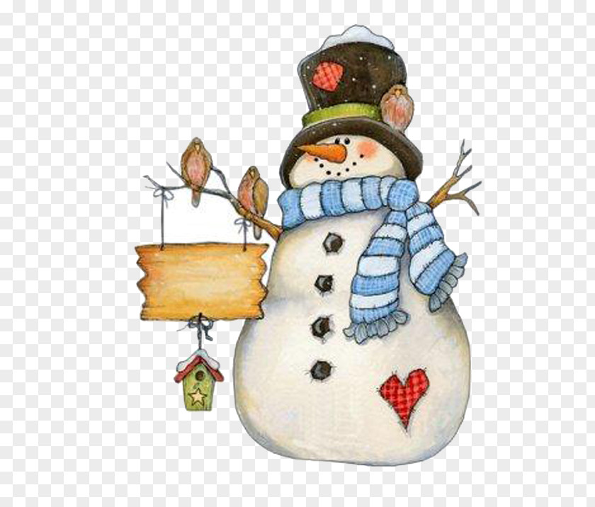 Snowman Bird Standing On The Arm Santa Claus Christmas Greeting Card Clip Art PNG