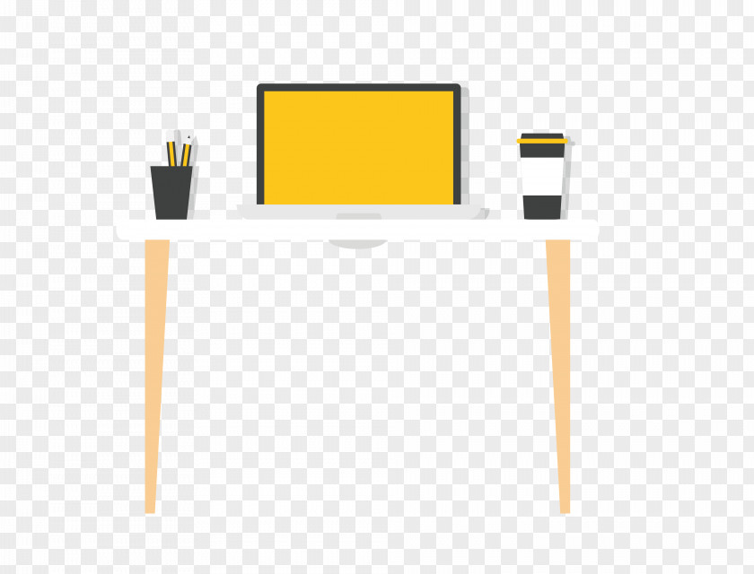 Vector Yellow Desk Computer Table PNG