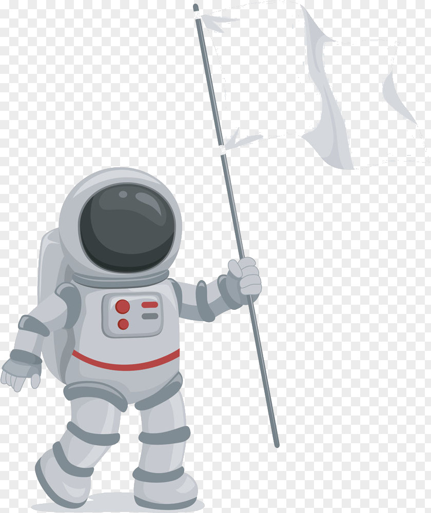 Astronaut Holding Banner Flag Clip Art PNG