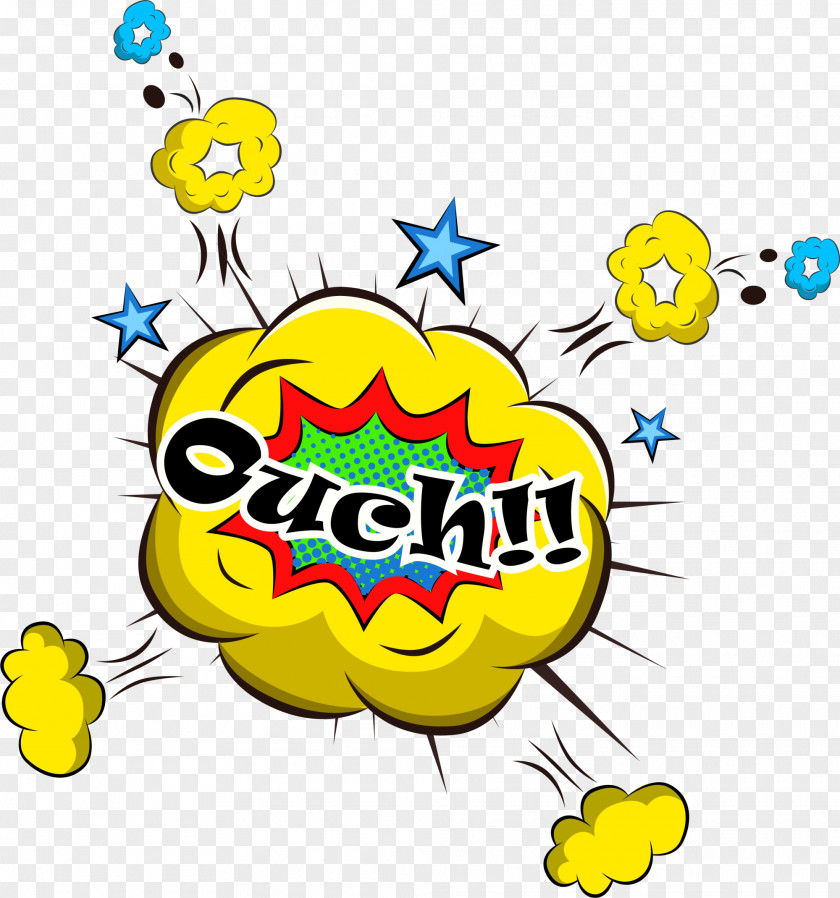 Yellow Ouch Explosion Adobe Illustrator Clip Art PNG