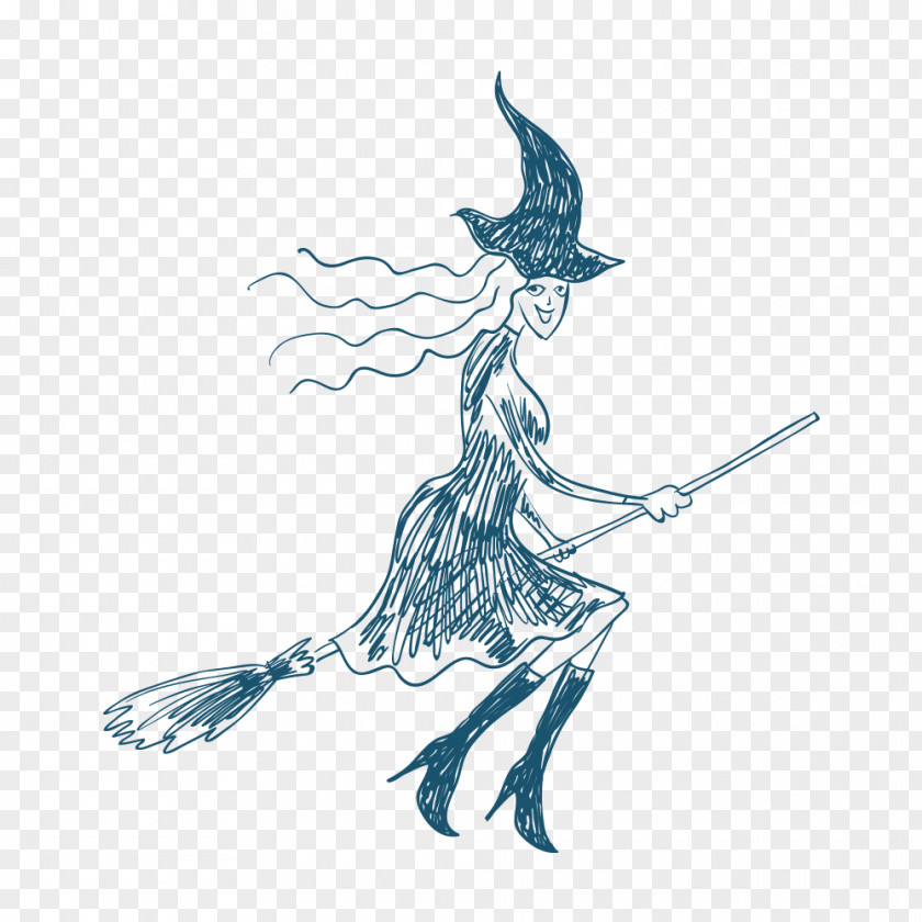 Jane Witch Halloween Doodle Illustration PNG